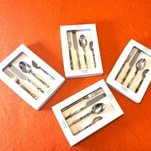 Lot of 4 (four) sets of faux-marble utensils 4 pieces each (16 pieces in total)